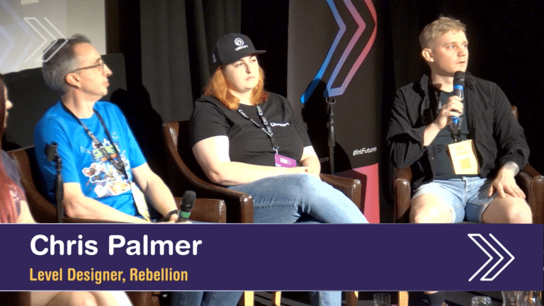 Chris Palmer, Level Designer, at Rebellion speaking at Interactive Futures