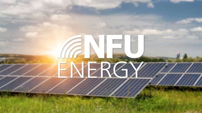 NFU Energy logo on background of solar panels